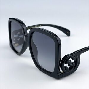 NEW Gucci GG1326S 001 Black Grey Gradient Oversized Square Women Sunglasses